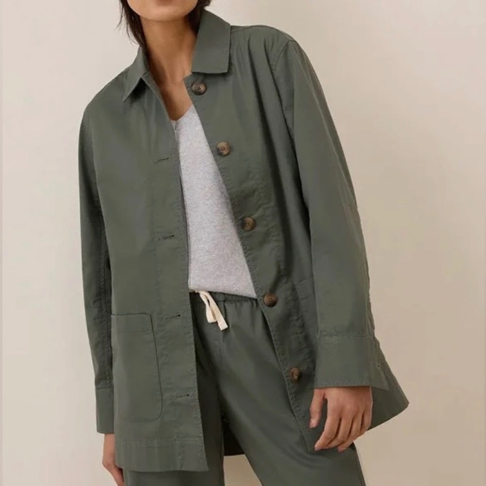Olive Green Lightweight Button-Front Jacket
